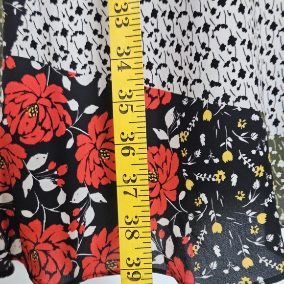 Libby Edelman Black and Red Floral Midi Dress Long Sleeves Size S - Picture 6 of 15